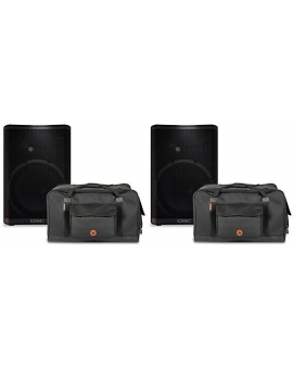 QSC CP12 Powered Speaker Pair With Road Runner Bags