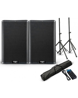 QSC K12.2 12" 2,000W Powered Speaker Pair With Stands and Power Strip