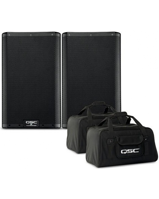 QSC K8.2 Powered Speaker Pair With Tote Bags QSC K8.2 Powered Speaker Pair With Tote Bags