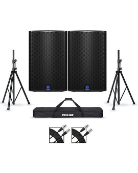 Turbosound iQ15 15" Powered Speaker Pair With Stands and Cables