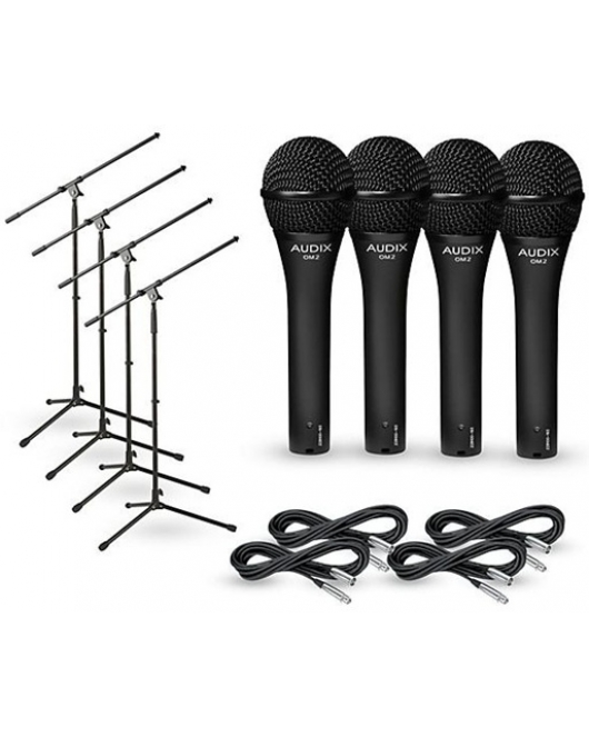 Audix OM-2 Microphone with Cable and Stand 4 Pack Audix OM-2 Microphone with Cable and Stand 4 Pack