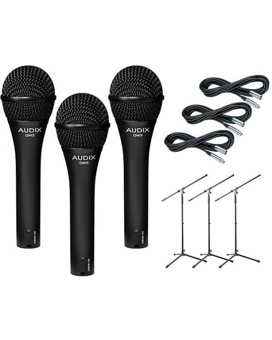 Audix OM-5 Microphone with Cable and Stand 3 Pack
