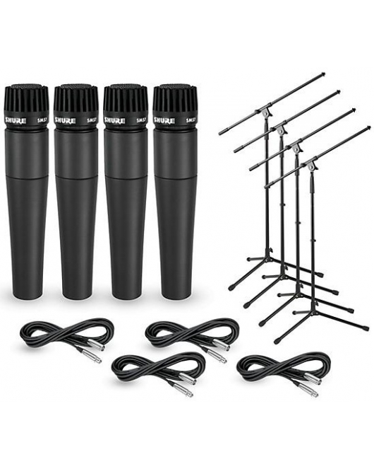 Shure SM57 Mic with Stand and Cables 4 Pack