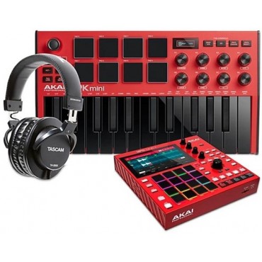 Akai Professional MPC ONE+ Standalone Production Center With MPK mini mk3 & Headphones Red
