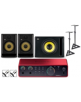 Focusrite 2i2 Gen4 with KRK ROKIT G5 Studio Monitor Pair &amp; S10 Subwoofer (Stands &amp; Cables Included) ROKIT 8