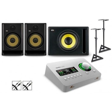 Universal Audio Apollo Solo Thunderbolt with KRK ROKIT G5 Studio Monitor Pair & S10 Subwoofer (Stands & Cables Included) ROKIT 8