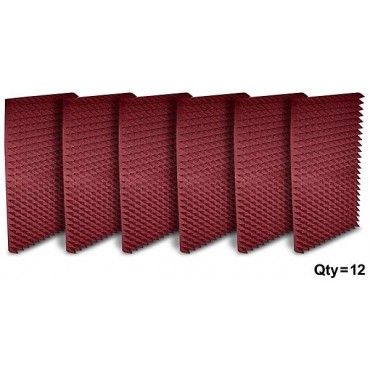 Auralex Studiofoam Pyramids 24"x48"x2" Acoustic Panels 12-Pack Burgundy