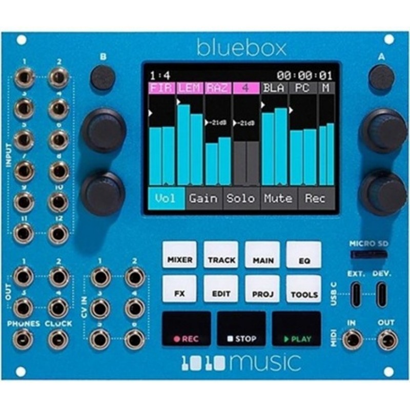 1010music Bluebox digital mixer and recorder Eurorack module for compact high quality mixing and recording