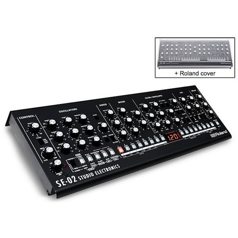 Roland SE02 Boutique analog synthesizer with Decksaver cover compact synth with three VCO and sequencer