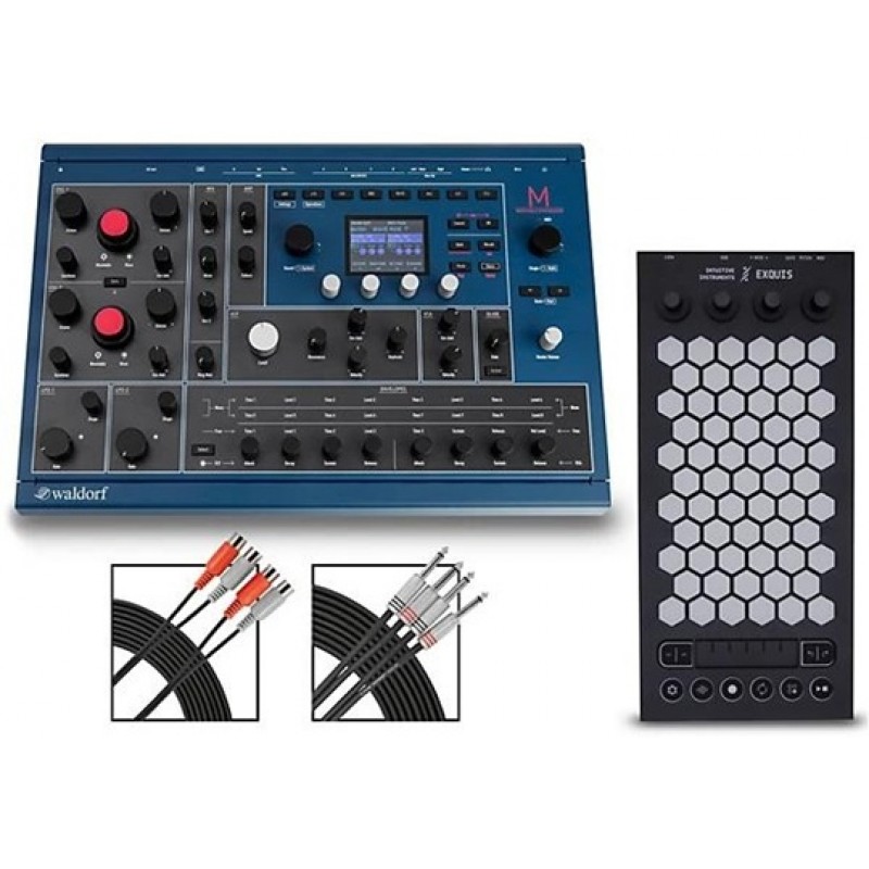 Waldorf M desktop and Exquis MPE bundle synthesizer and controller for expressive sound design wavetable synthesis and studio production