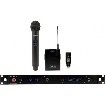 Audix AP42 C210 Wireless Microphone System with R42 Two Channel Diversity Receiver, H60/OM2 Handheld Transmitter, B60 Bodypack Transmitter and ADX10 Lavalier Microphone Band B