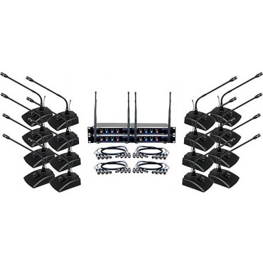 VocoPro Digital-Conference-16 16-Channel UHF Wireless Conference Microphone System, 900-927.2mHz