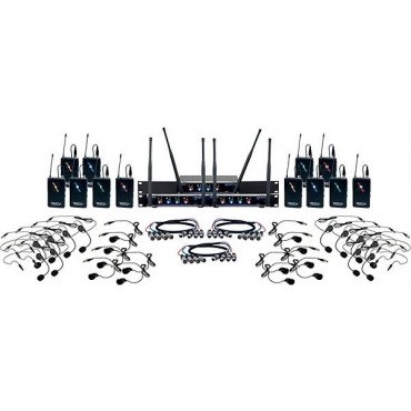 VocoPro DIGITAL-PLAY-12 12-Channel UHF Wireless Headset/Lapel Microphone System, 900-927.2mHz 902-928 MHz Black
