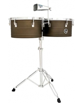 LP Matador M258 14" and 15" Barrio Timbales with Cowbell Antique Finish