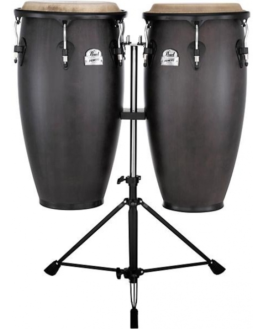 Pearl Conga and Tumba Set 11.75 12.5 With Stand Black Pearl Conga and Tumba Set 11.75 12.5 With Stand Black