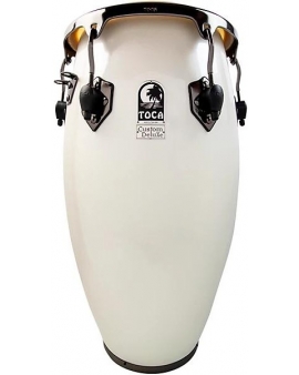 Toca Custom Deluxe Fiberglass Conga Margarita Blanca With Black Mirror Chrome Hardware 12.50 in.